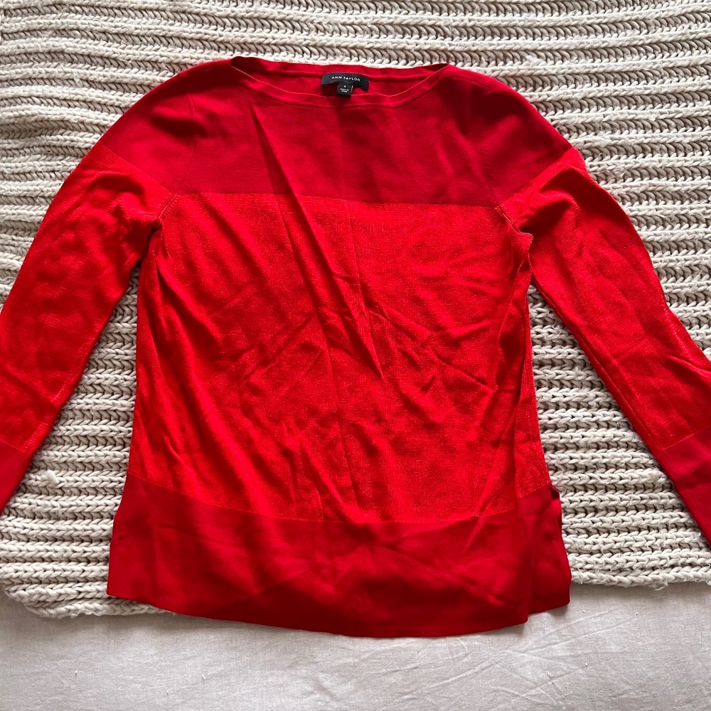 Ann Taylor red colorblock sweater (M)